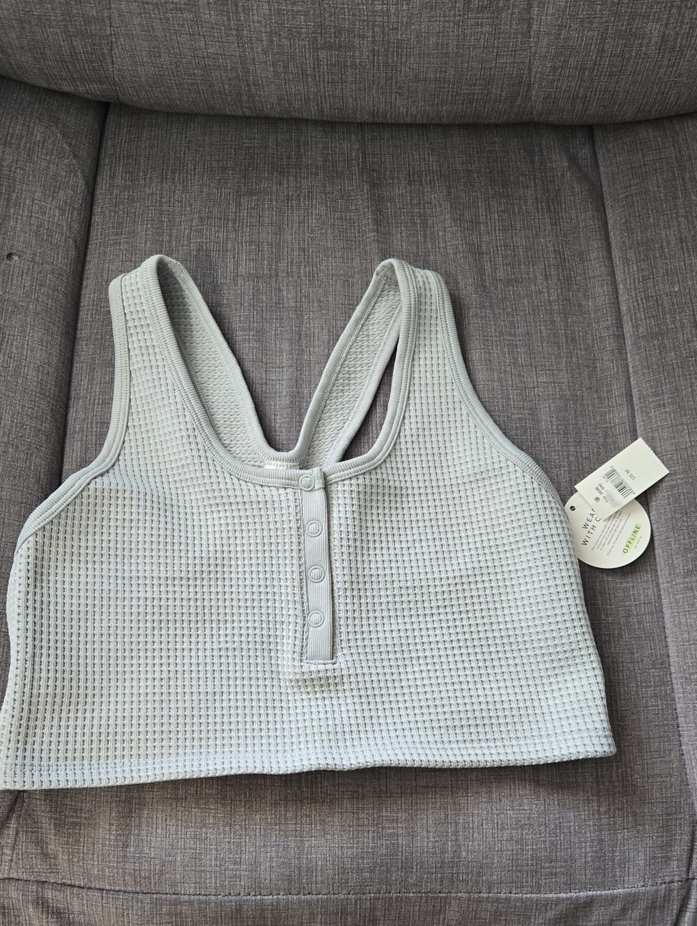 aerie Light Gray Waffle Knit Racerback Tank NWT